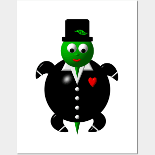 Cute Turtle Wearing a Tuxedo Posters and Art